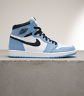 Air Jordan 1 Retro High OG University Blue, side profile studio photograph