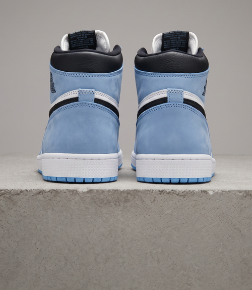 Air Jordan 1 Retro High OG University Blue, heel close-up view