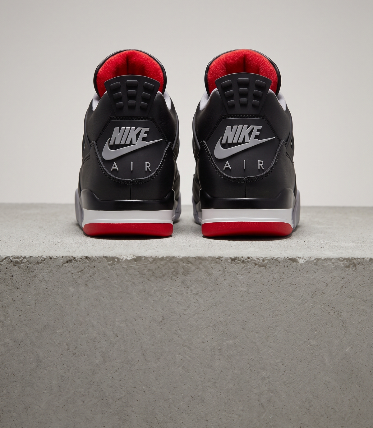 Air Jordan 4 Retro Bred Reimagined, heel view with Nike Air heel panels
