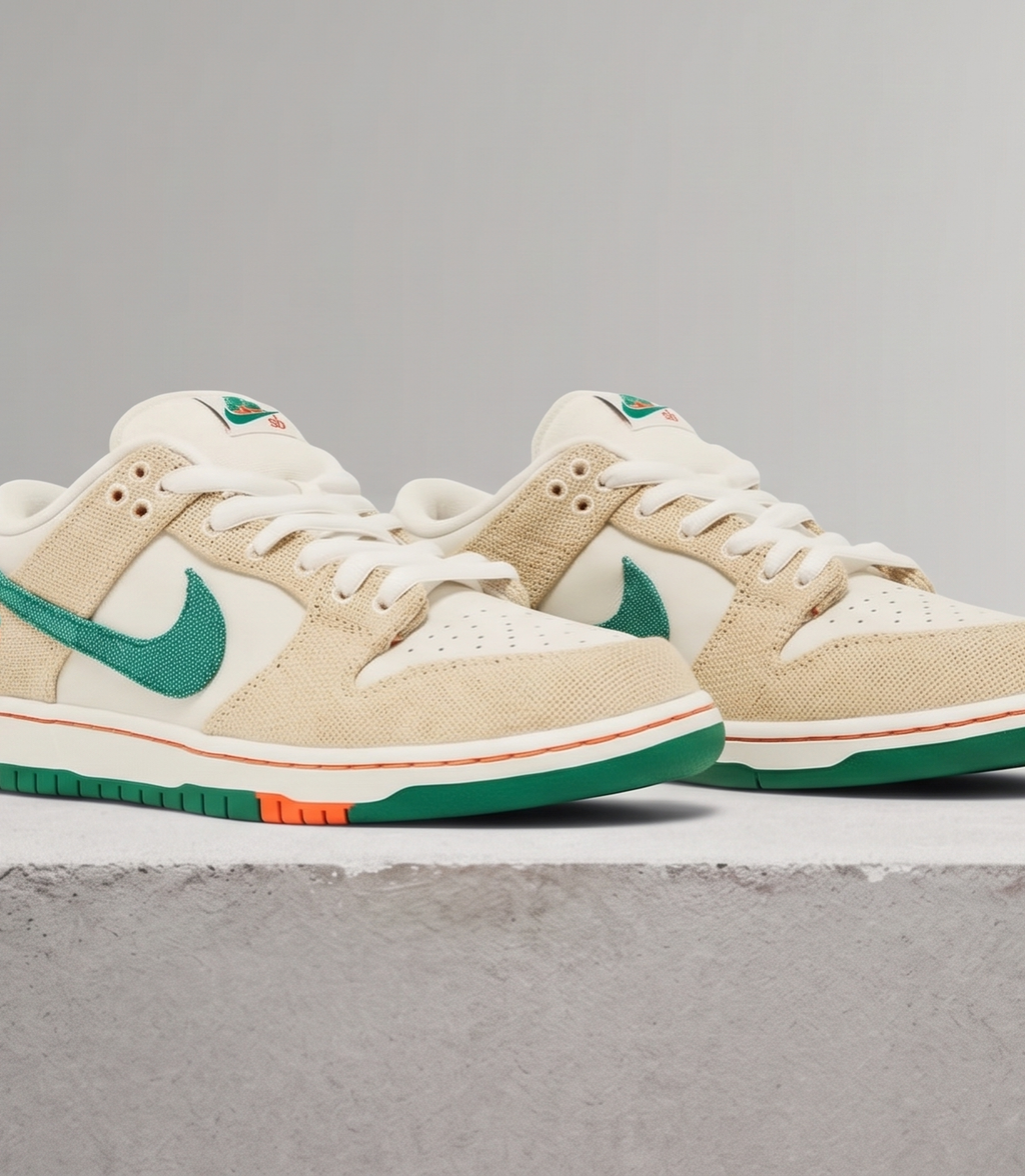 Nike SB Dunk Low x Jarritos, three-quarter front view of the pair