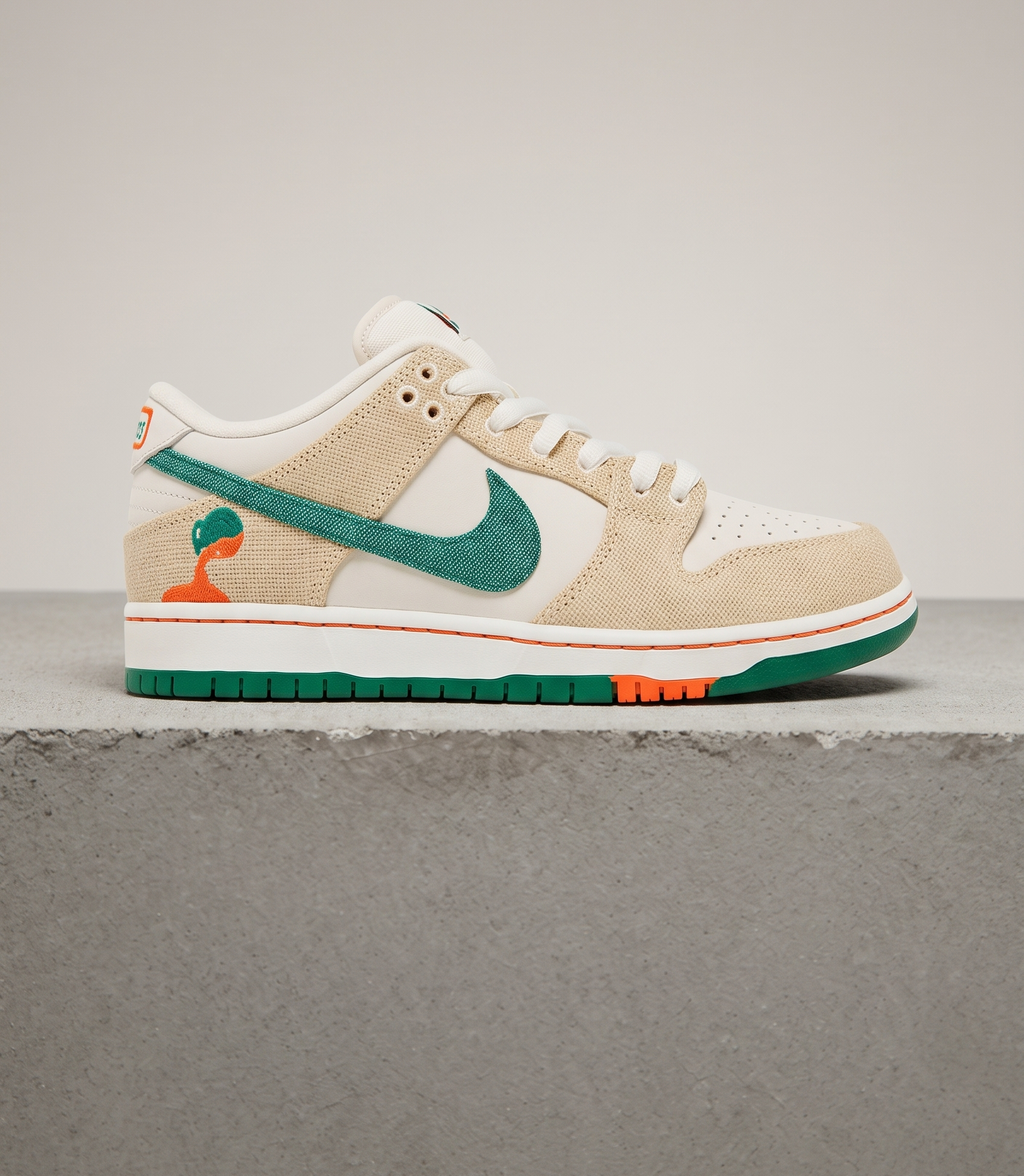 Nike SB Dunk Low x Jarritos, side profile studio photograph